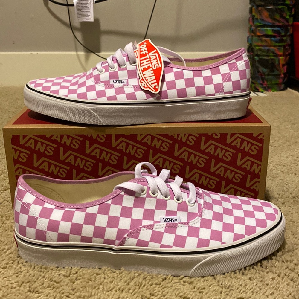Checkered Vans, Pink and White. Brand New With Box. Size 13 Womens
